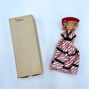 Vintage 1960s Arco Dolls of the World France Doll 7.25" Red Striped Dress Blonde